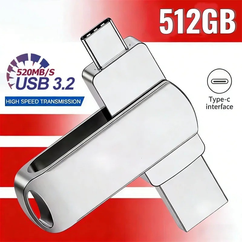 64GB 512GB Type C Flash Drive 2 in 1 OTG USB 3.2+USB C Memory Stick Thumb Drive