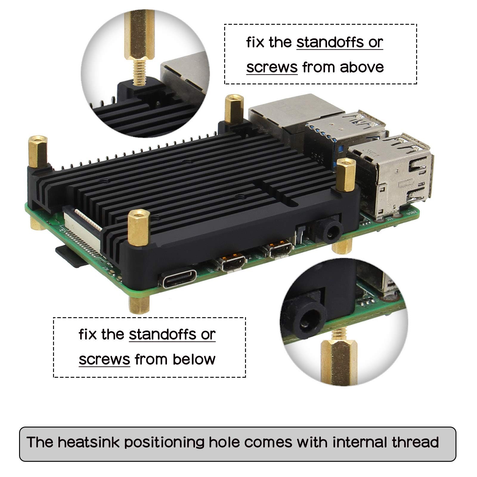 11mm Thickness Embedded Heatsink P165-B for Raspberry Pi 4, Armor Aluminum Ra…