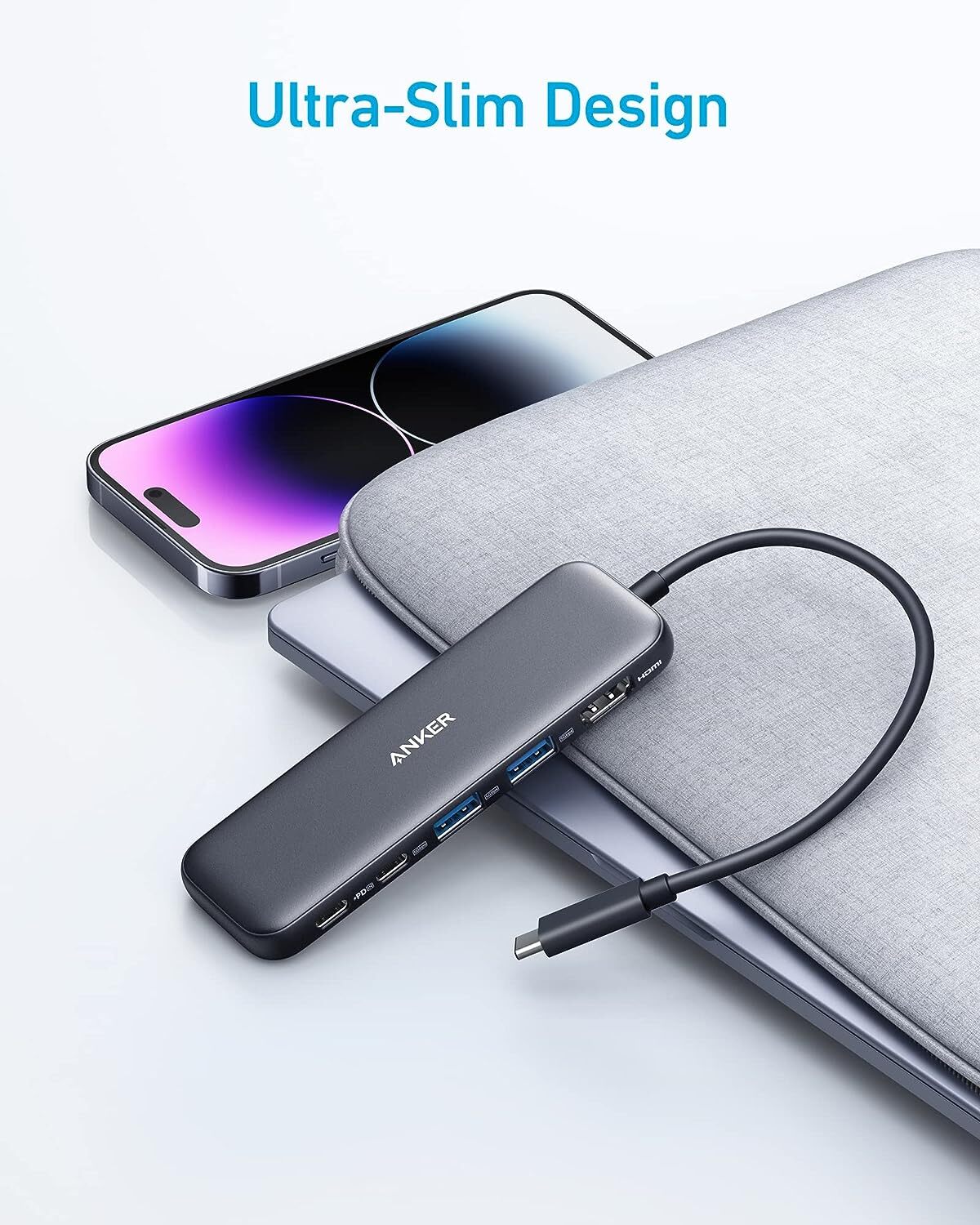 Anker 332 USB-C Hub Adapter 5-in-1 4K HDMI Display 85W Charge for MacBook/Laptop