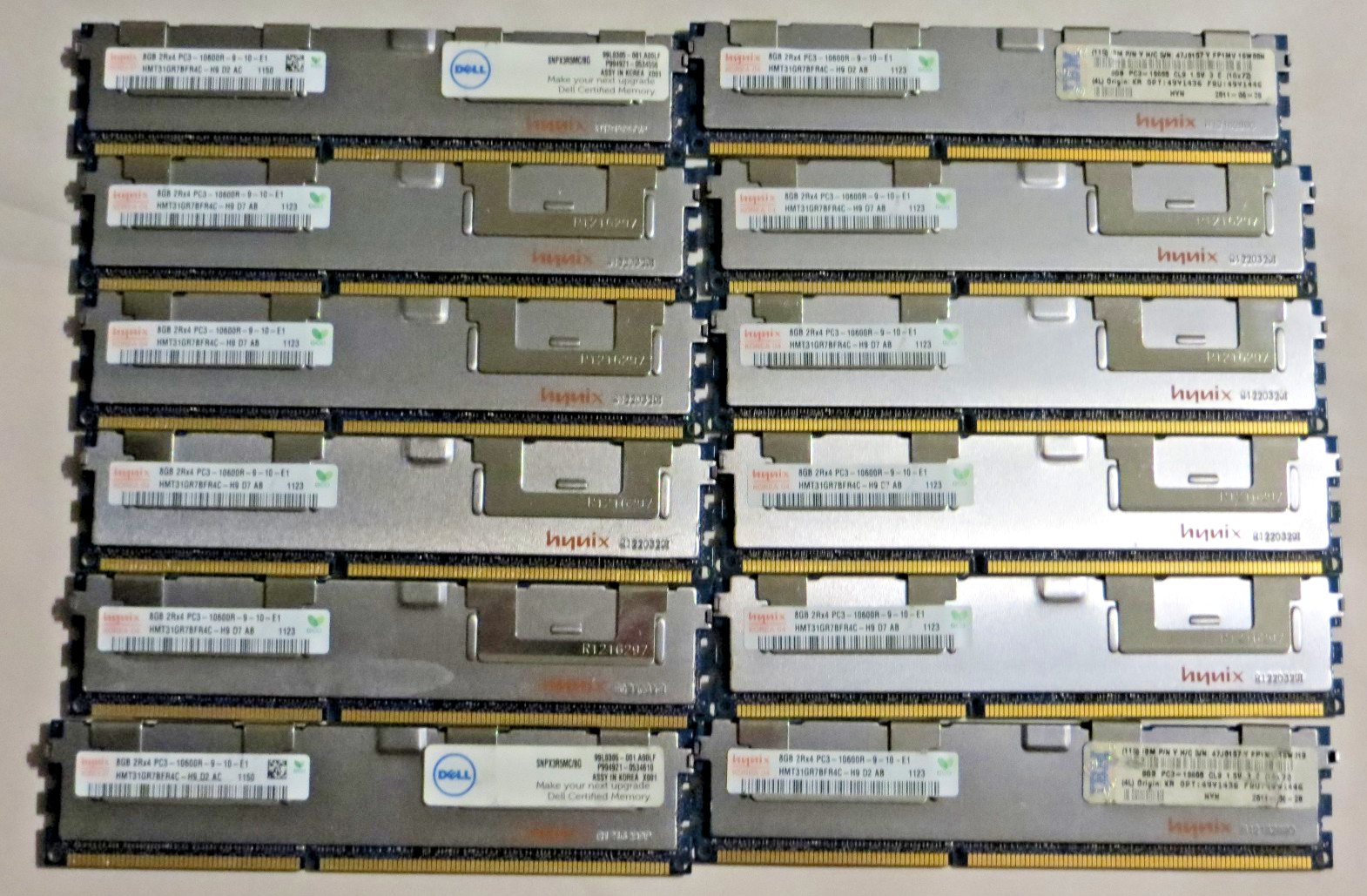 96GB Kit 12x8GB DDR3 1333MHz PC3-10600R ECC Reg SK Hynix HMT31GR7BFR4C-H9 RAM