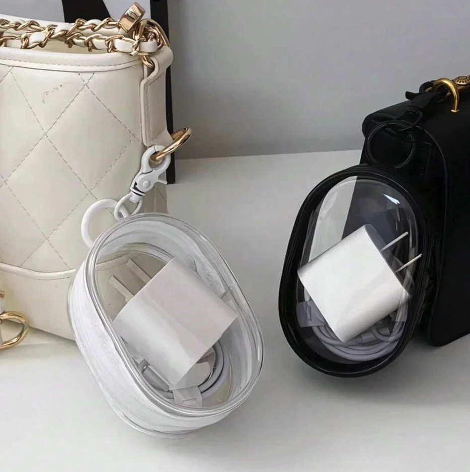 1pc 2‑Pack Mini Transparent Cable Storage Box – Travel Cord Organizer – NEW