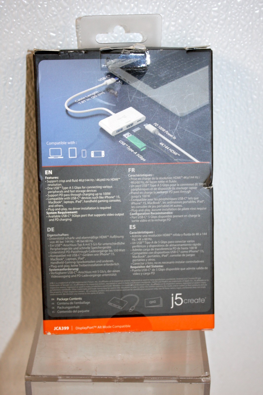 NEWj5create JCA399 USB-C HDMI 4K 144Hz, USB 3.2 & USB-C with Power Delivery 100W