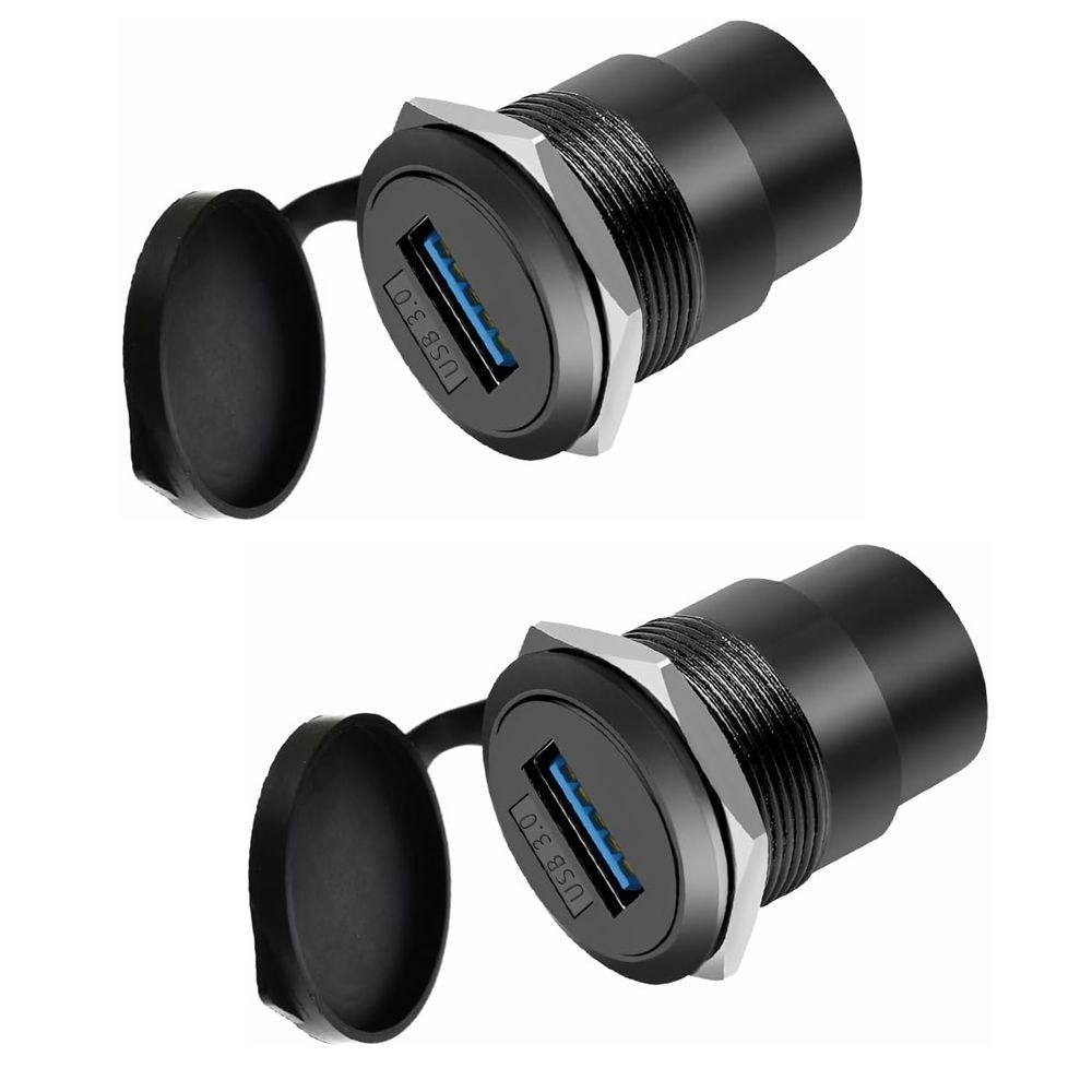 2x USB3.0 Female to Female Panel Mount Adapter Waterproof Data Connector C668