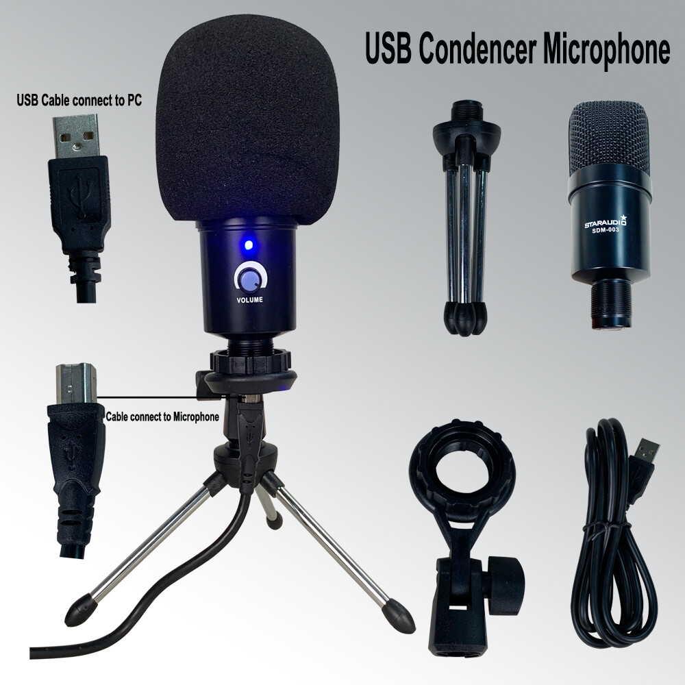 Condenser USB Microphone Kit Complete Set For Chatting Recording Singing PC Mic