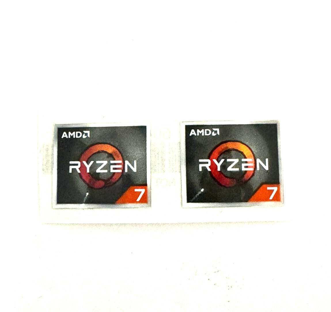2 x AMD RYZEN 7 Desktop / Laptop Sticker Label Logo 19mm x 16mm