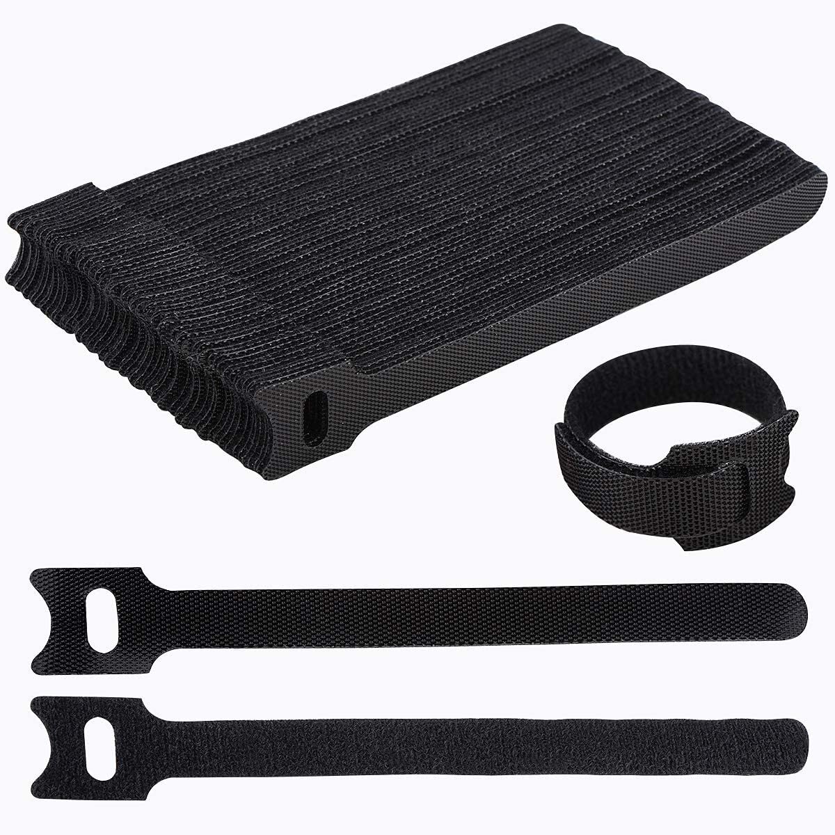 50-100pcs Cable Straps Wire Cord Hook Loop Ties Reusable Fastening Organizer Lot