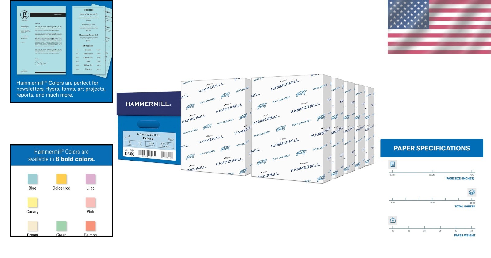 Eco-Friendly Blue Copy Paper – 30% Recycled, 5000 Sheets
