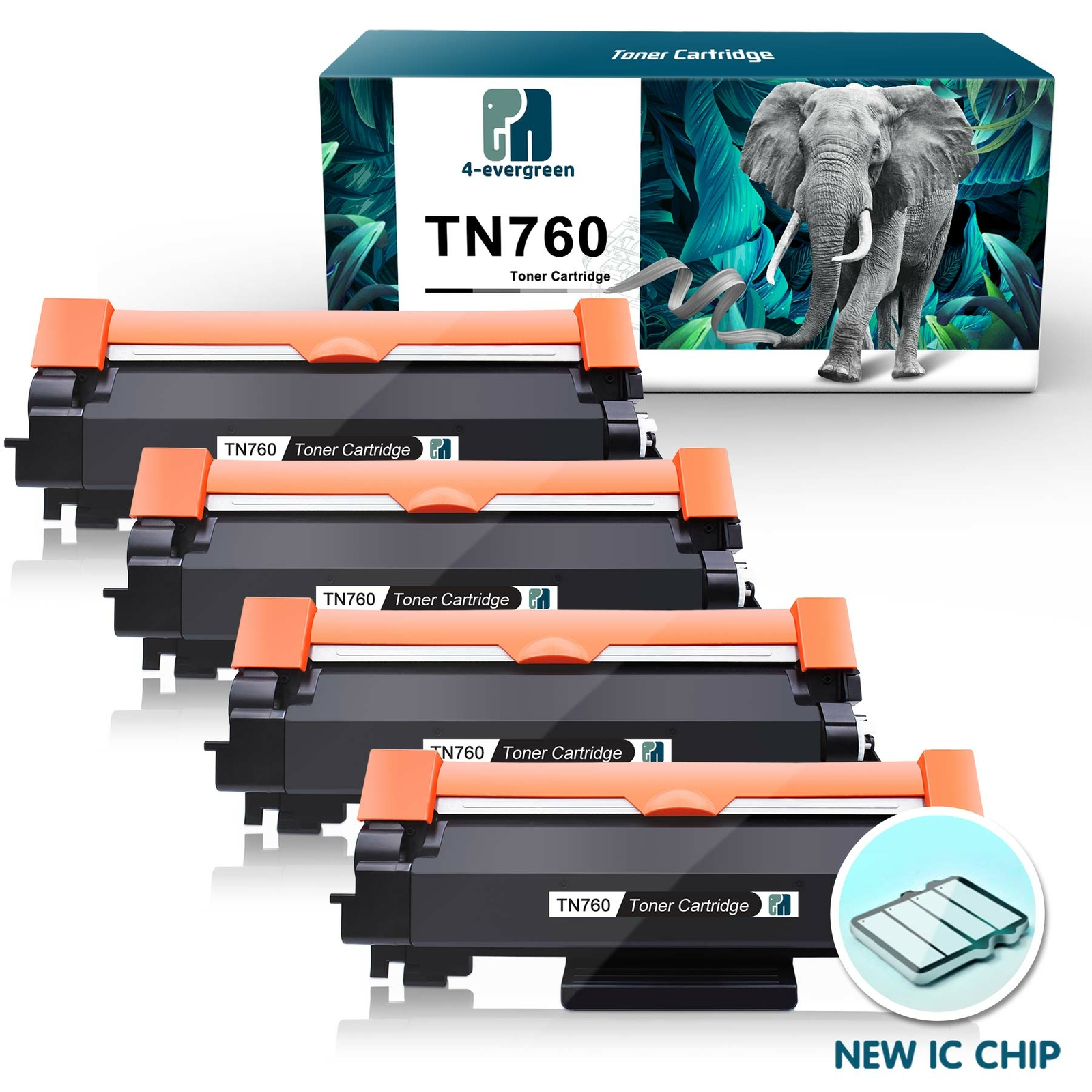 4 Pk TN760 Compatible for Brother TN-760 Toner Cartridge MFC-L2710DW HL-L2390DW