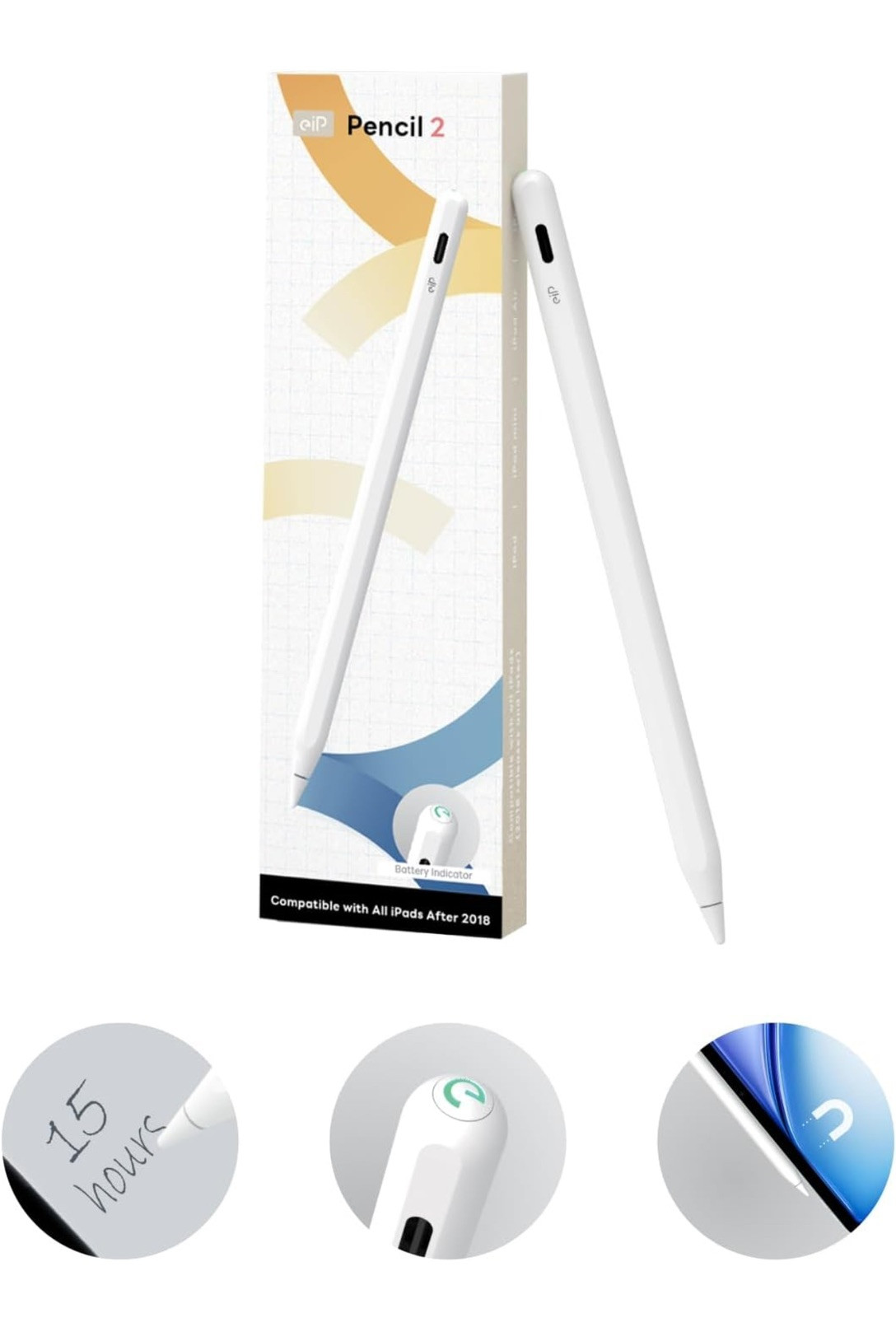 Pencil 2 for Ipad 2024-2018, Magnetic, 0.1Mm Precise, 2X Durable Tips, Palm Reje