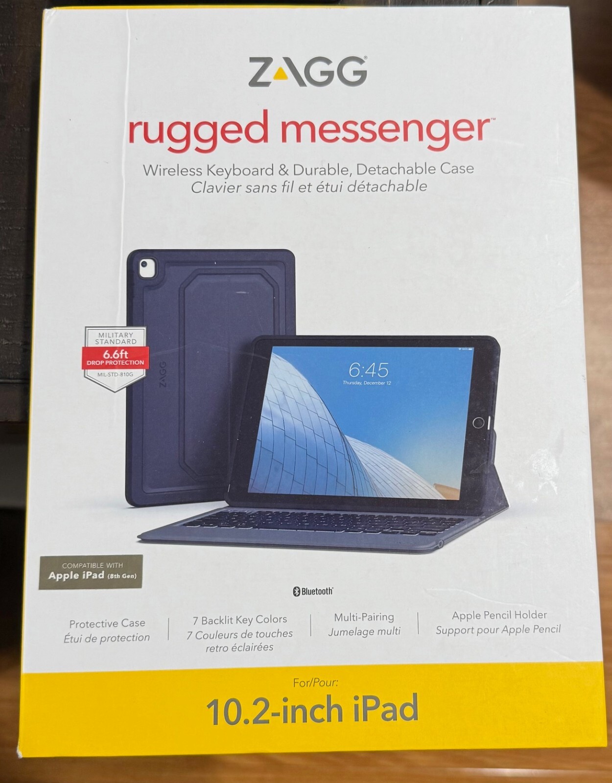 ZAGG – Rugged Messenger Keyboard Folio Case for Apple iPad 10.2″ 9TH 8TH 7TH Gen
