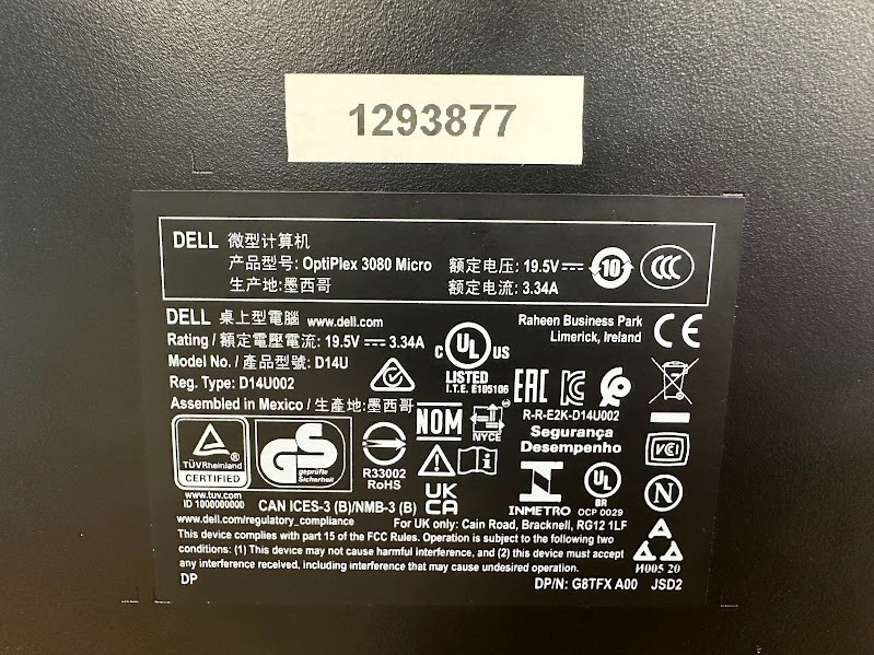 Dell Optiplex 3080 Core i5 10500T 16GB DDR4 Intel UHD 630 512GB SSD 2020