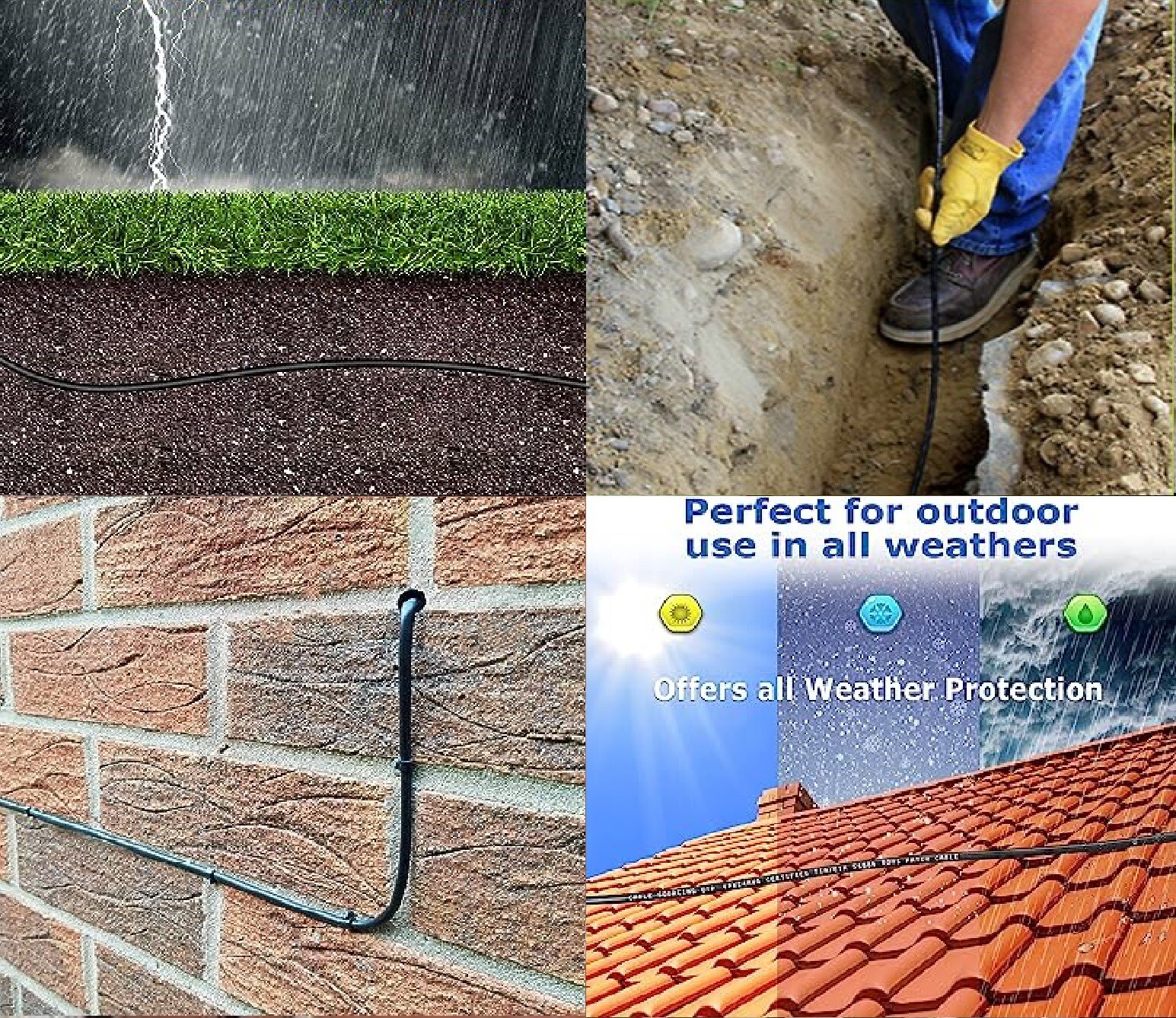 100 FT CAT6 Outdoor Waterproof Direct Burial UV Resistant Ethernet Network Cable