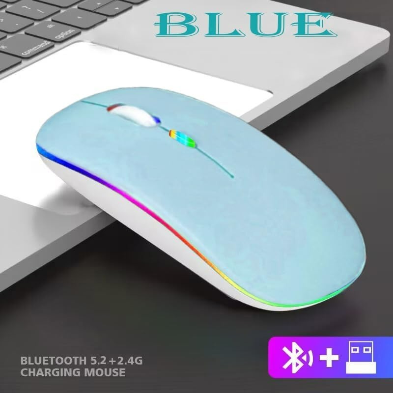 Colorful Dual Mode Bluetooth Mouse – Rechargeable, Slim & Silent for All Devices