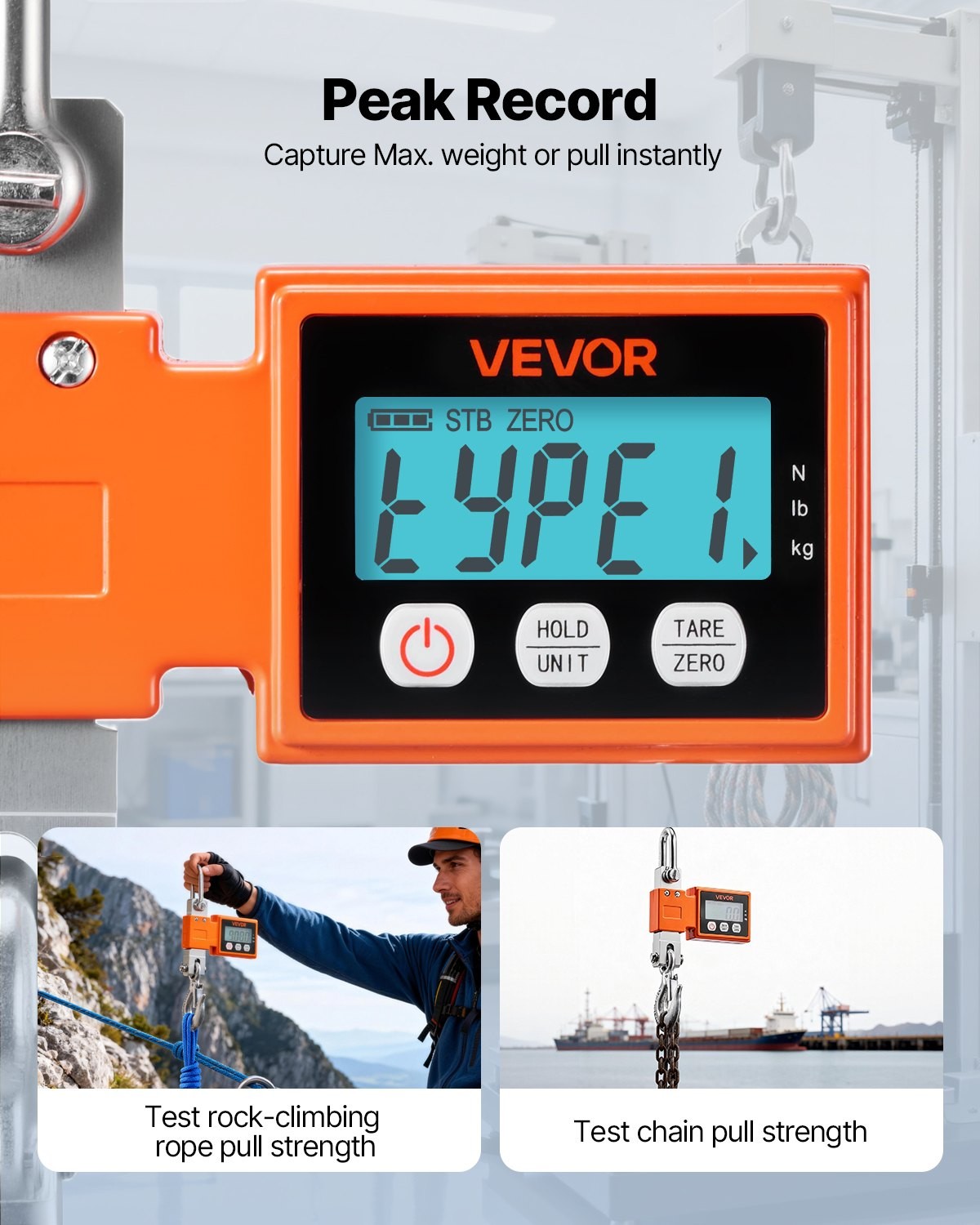 Digital Crane Scale, 1100 lbs/500 kg Max Capacity, Heavy Duty Industrial Hanging