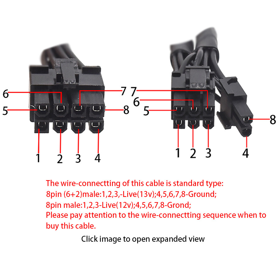 8Pin To Dual 8Pin (6+2 ) PCIe VGA Power Cable For Super Flower PSUs