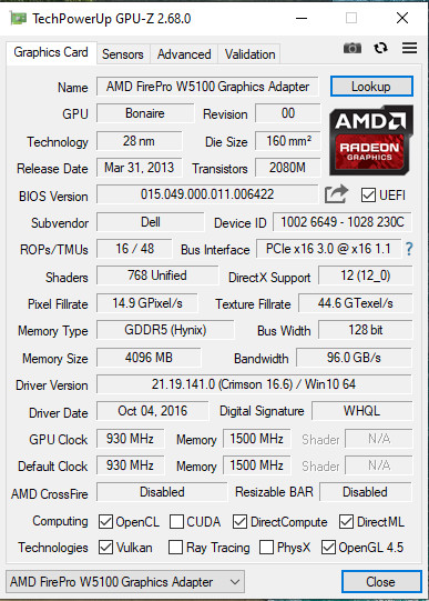 Dell Desktop – Precision Tower 3620 – i7-7700 16GB 512GB NVMe FirePro W5100