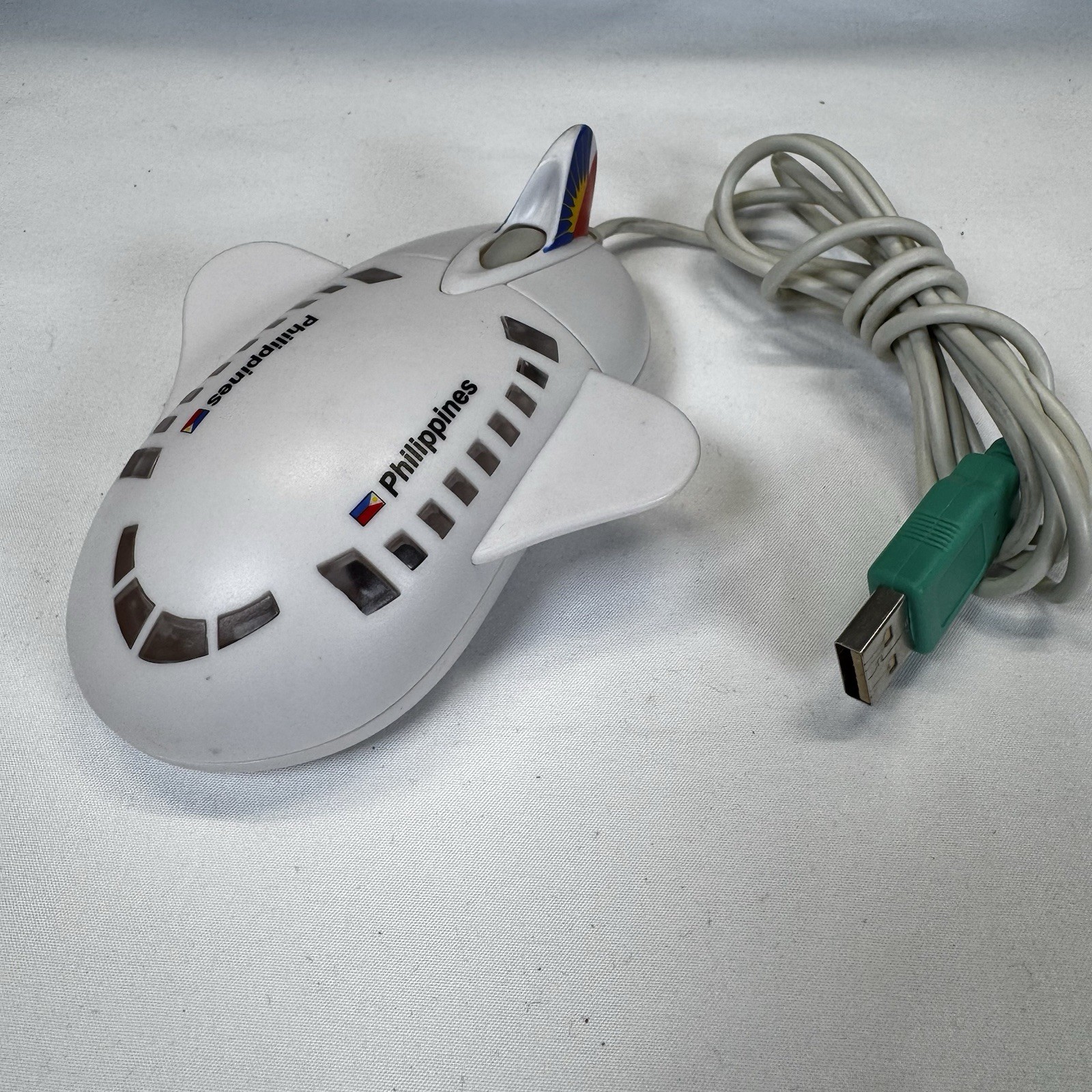 Rare Philippines Airlines Airplane Shape 3D Optical Mouse USB Novelty Lights Up