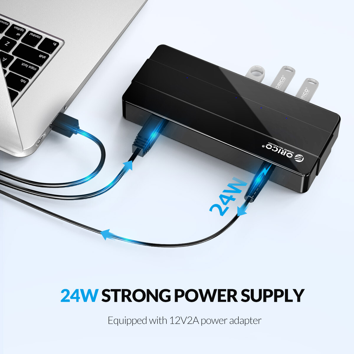 ORICO USB3.0 HUB w/ Power Adapter USB Splitter OTG Adapter for Desktop Laptop PC