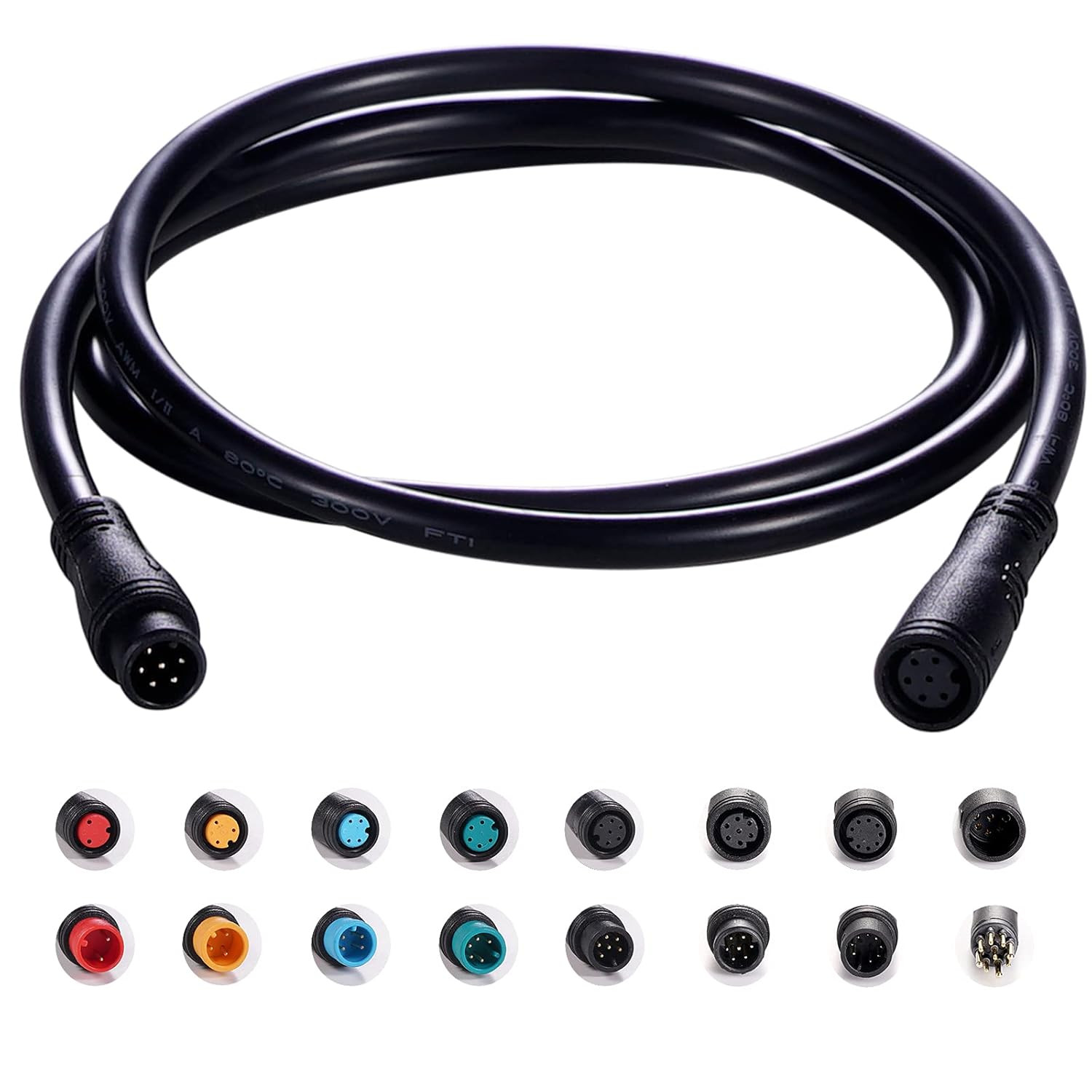 Ebike Extension Cable Waterproof Plug 2/3/4/5/6/8/9 Pin Female to Male Connector