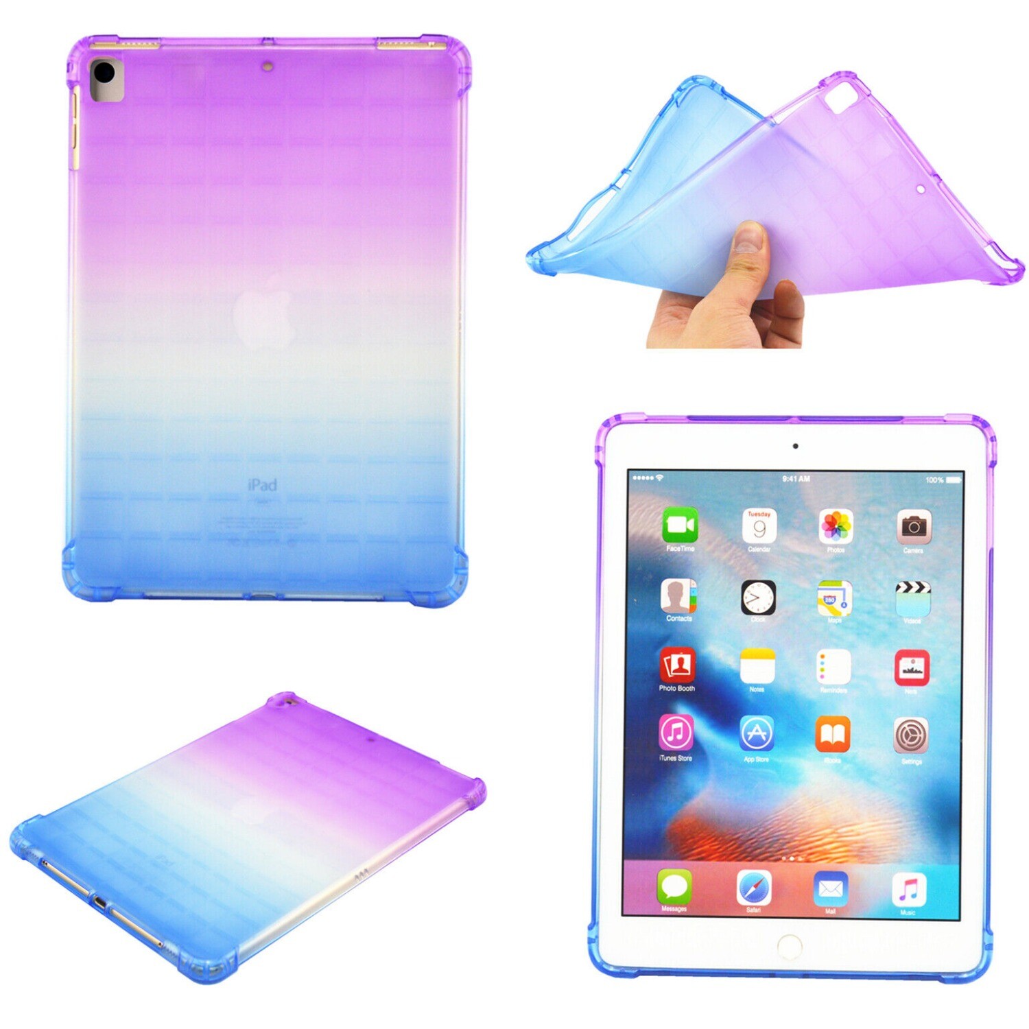 For iPad 9.7”Gen Mini 1 2 3 4 5 Slim Shockproof Gradient Silicone TPU Case Cover
