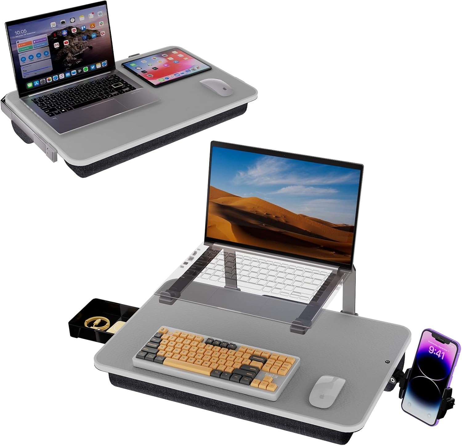 Large Lap Desk for Laptop 17” with Phone Holder Cushion Bed Couch Stand