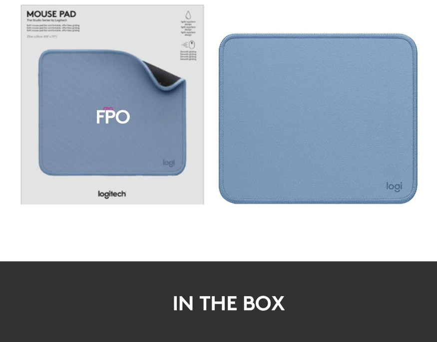 Logitech Mouse Pad – Studio Series, Computer Mouse Mat with Anti-Slip Blue Grey