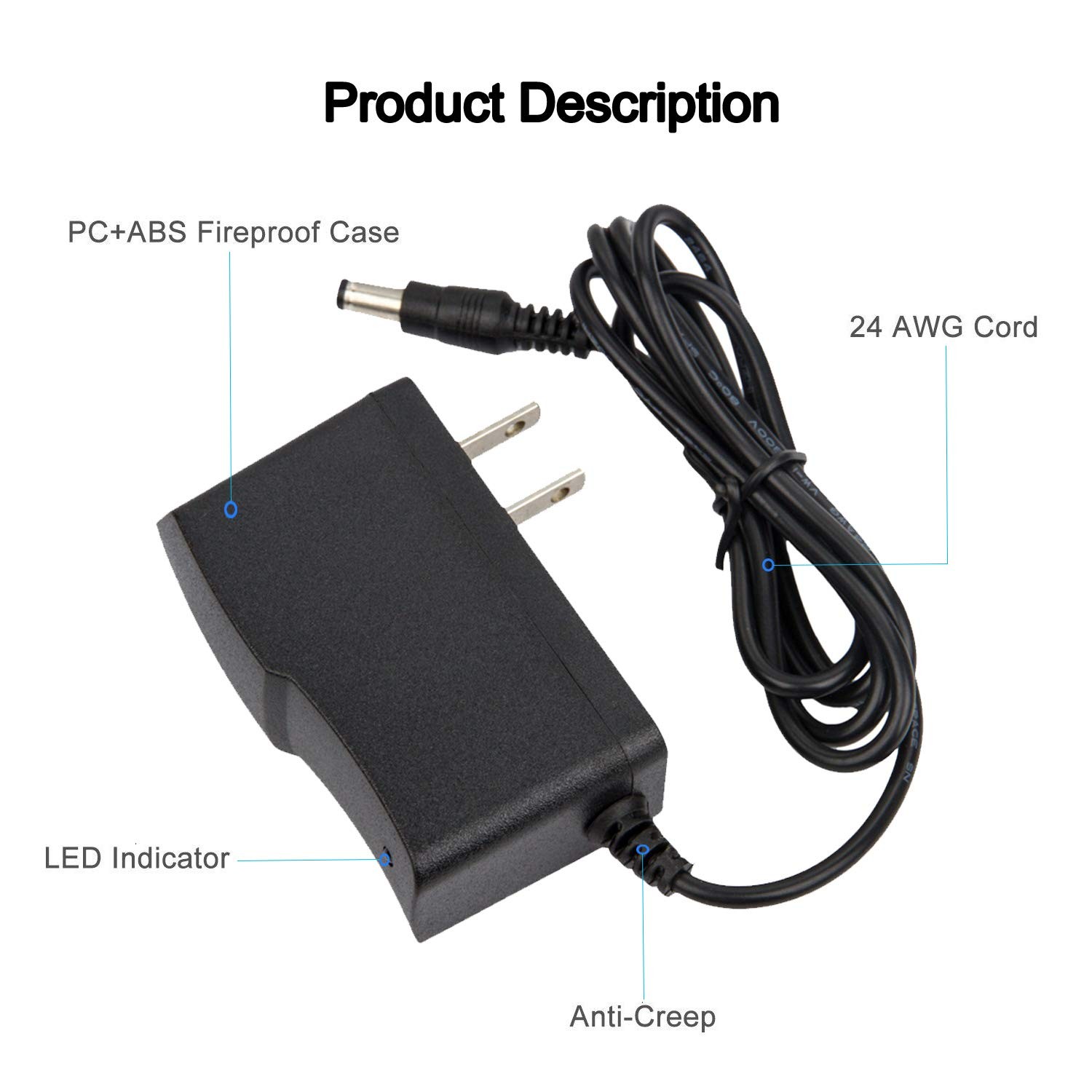9V 500mA Power Supply – AC 100-240V to DC 0.5A Adapter Charger 4.5W for…
