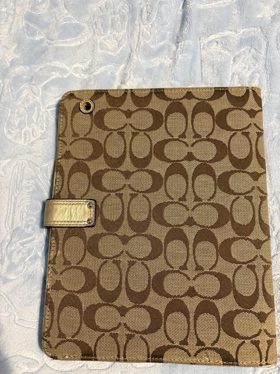 Vintage Coach Signature Canvas Folding Folio Tablet Case Brown Beige Pink
