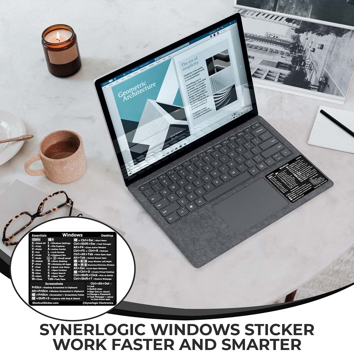 Synerlogic Windows PC Reference Keyboard 2.5 inches by 3 inches, Black