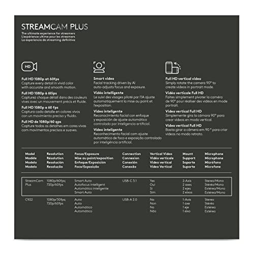 LOGITECH FOR CREATORS STREAMCAM PREMIUM WEBCAM FOR CREATORS, VU0054 – GRAPHITE