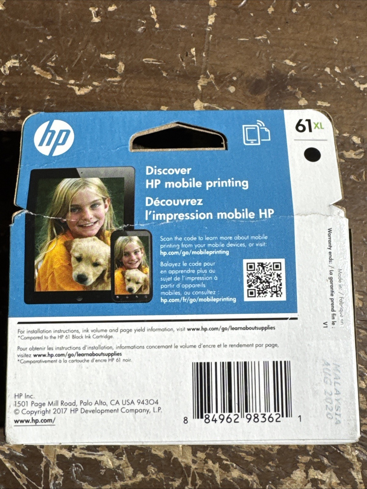 Genuine HP 61XL Black Ink Cartridge CH563WN New Expired Exp Aug 2020