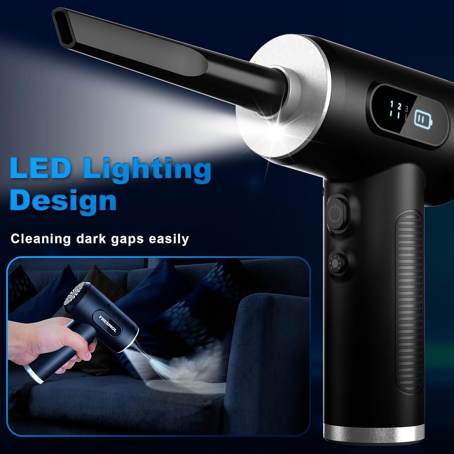 Compressed Air Duster-3 Gear Adjustable 100000RPM Electric Air Duster with LED L