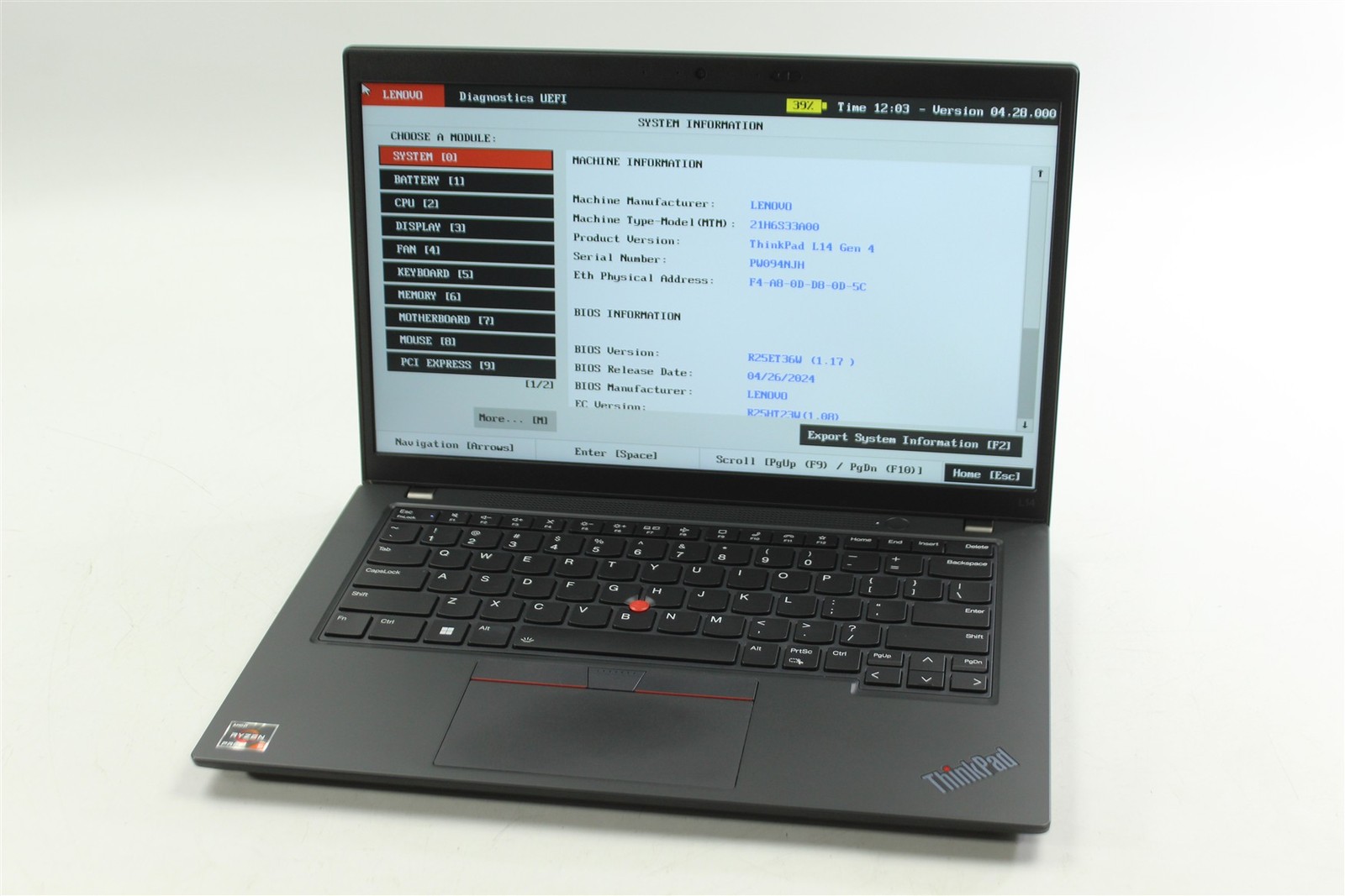 Lenovo ThinkPad L14 Gen 4 14″ Ryzen 5 Pro 7530U 2.0GHz 256GB SSD 16GB RAM W11P
