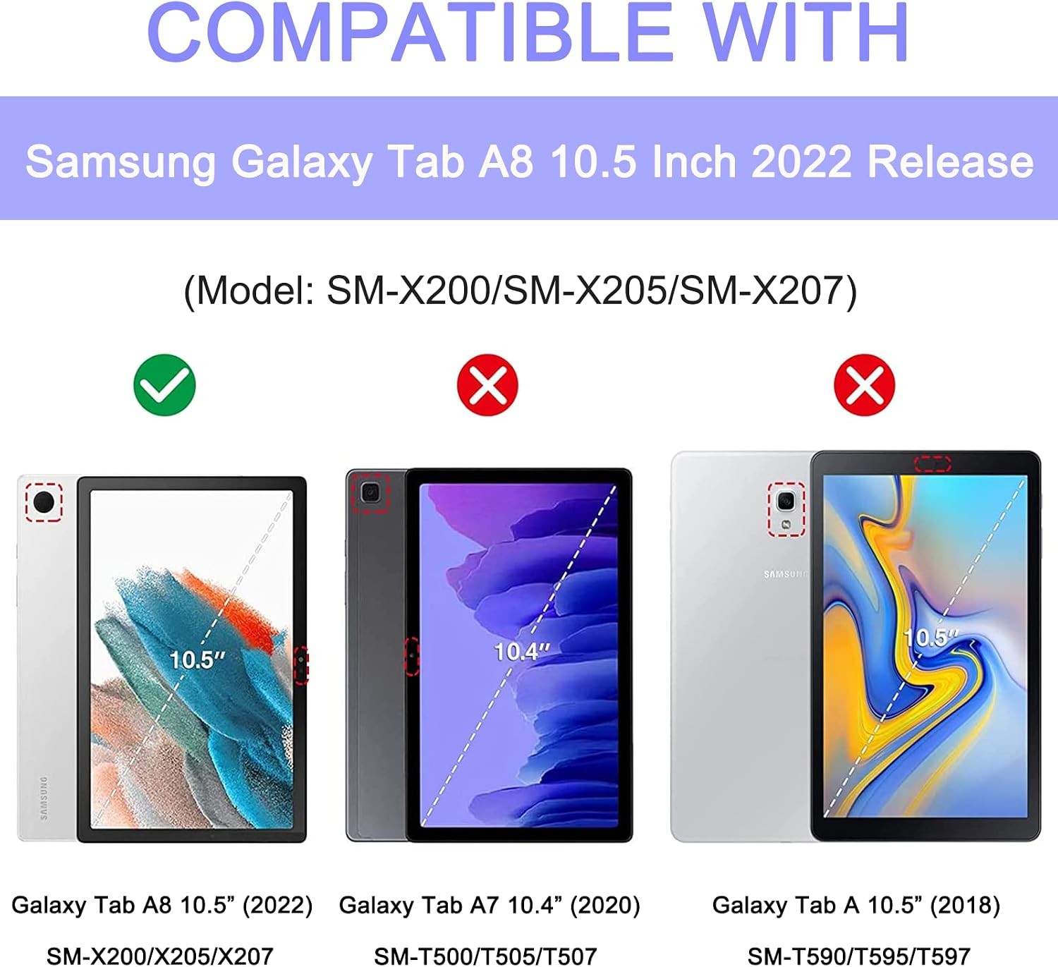 Folio Stand Protective Case for Samsung Galaxy Tab A8 10.5″ 2022 Model – Dark Bl