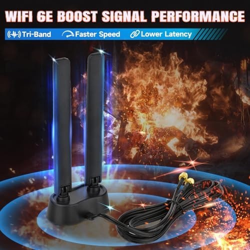 9dBi WiFi 6E Antenna Tri-Band 2.4GHz 5GHz 6GHz Magnetic Base RP-SMA PC
