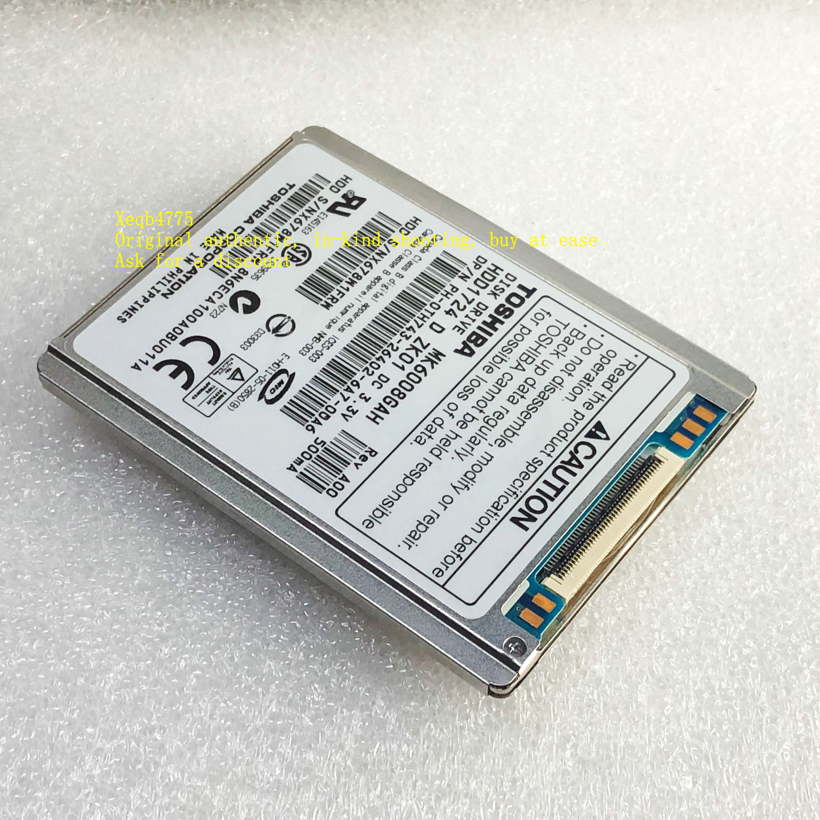 Toshiba 60GB MK6008GAH 1.8-inch hard drive, ATA-100 tested( 7MM thick )