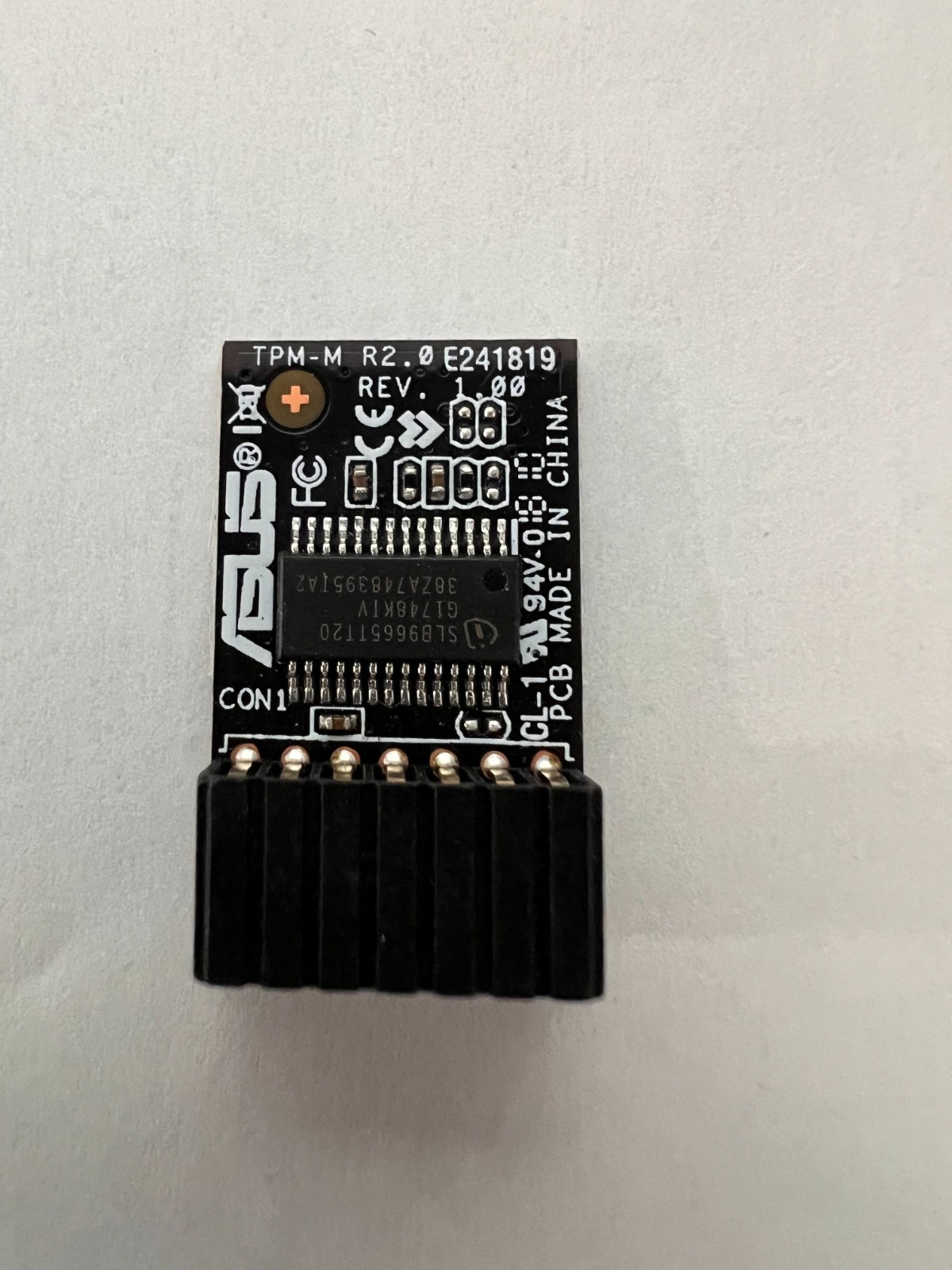 ASUS TPM-M R2.0 14.1 Pin Security Trusted Platform Module LPC E241819 Rev 1.00