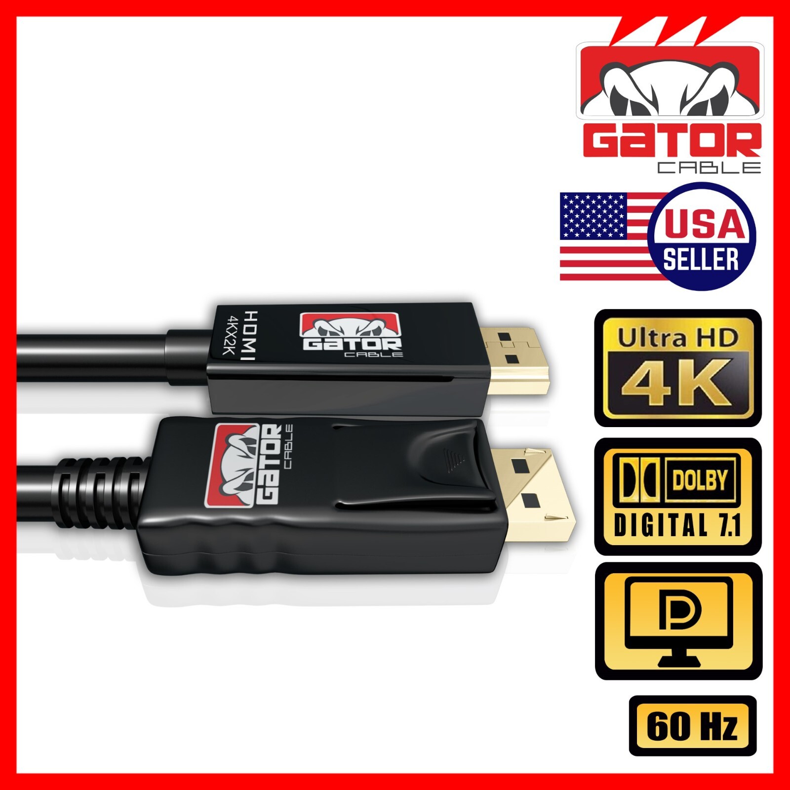 4K DisplayPort DP to HDMI Cable 60Hz 2160P 25.92Gbps HDR Audio Video Adapter PC