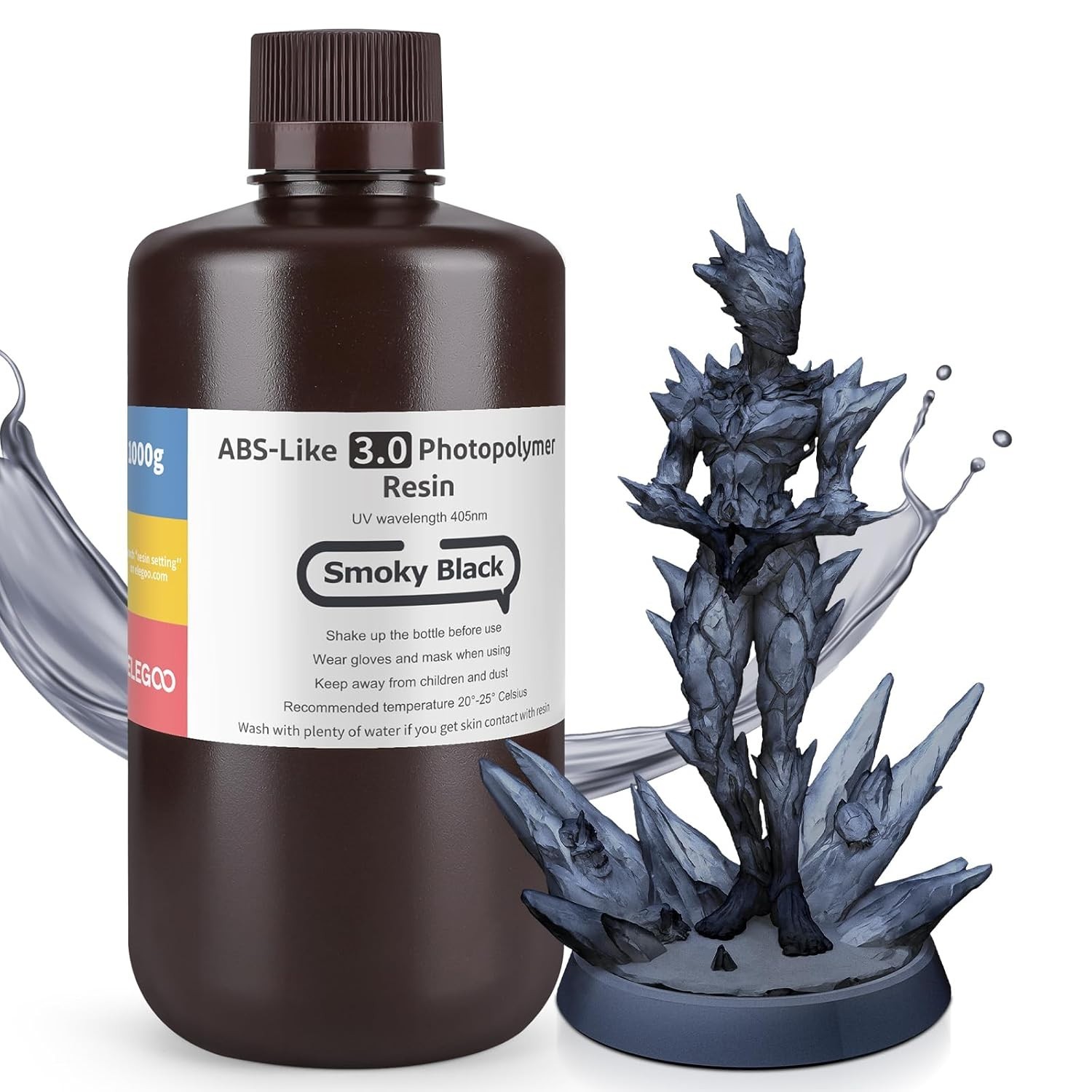High Precision ABS-Like Resin 3.0 in Smoky Black – 1000g for LCD/DLP 3D Printers