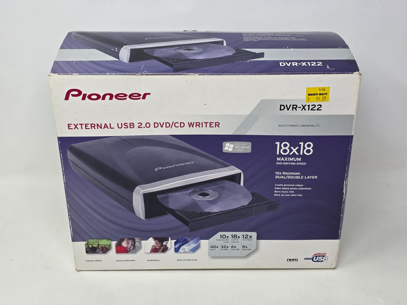 Pioneer DVR-X122 External USB 2.0 DVD/CD Writer 18x Multi-Format NEW OPEN BOX