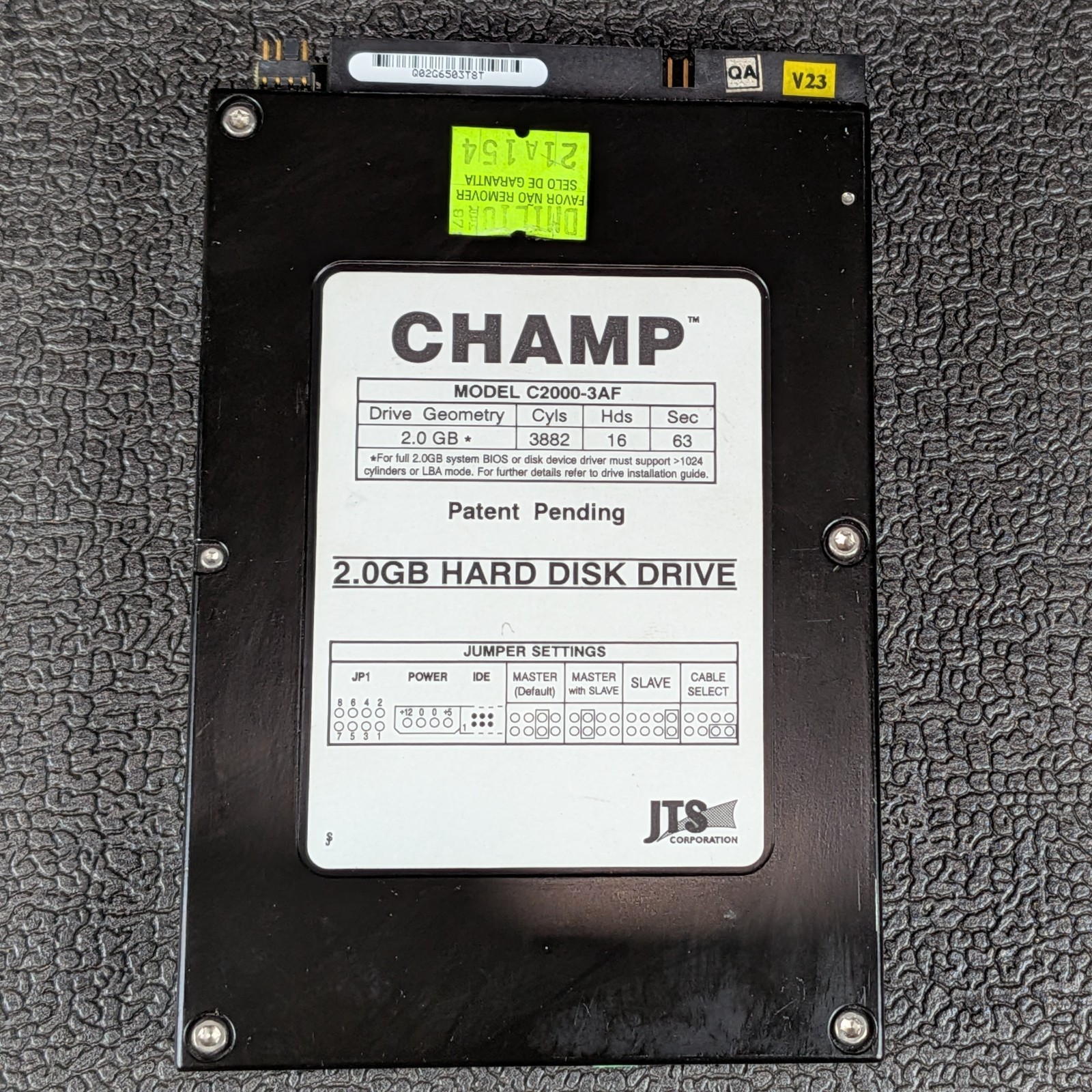 JTS Champ 2.0GB 3.5″ IDE Hard Drive – C2000-3AF – VTG – TESTED
