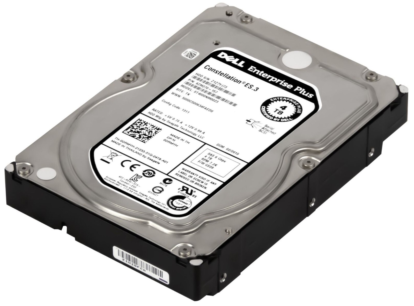 HARD DRIVE DELL 0DRMYH ST4000NM0023 4TB 7200RPM 128MB SAS-2 3.5”