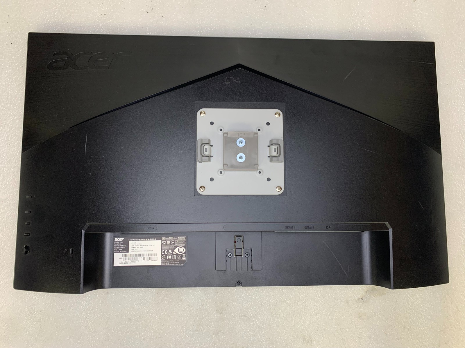 ACER V277U 27″ 2560×1440 75Hz 4ms LED IPS Display TESTED WORKS (No Stand)