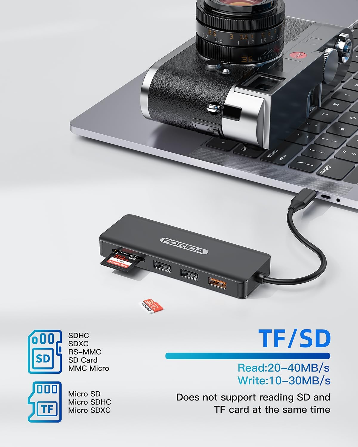 USB C Hub, 7 Ports MultiPort Adapter for MacBook C 3.2, Black