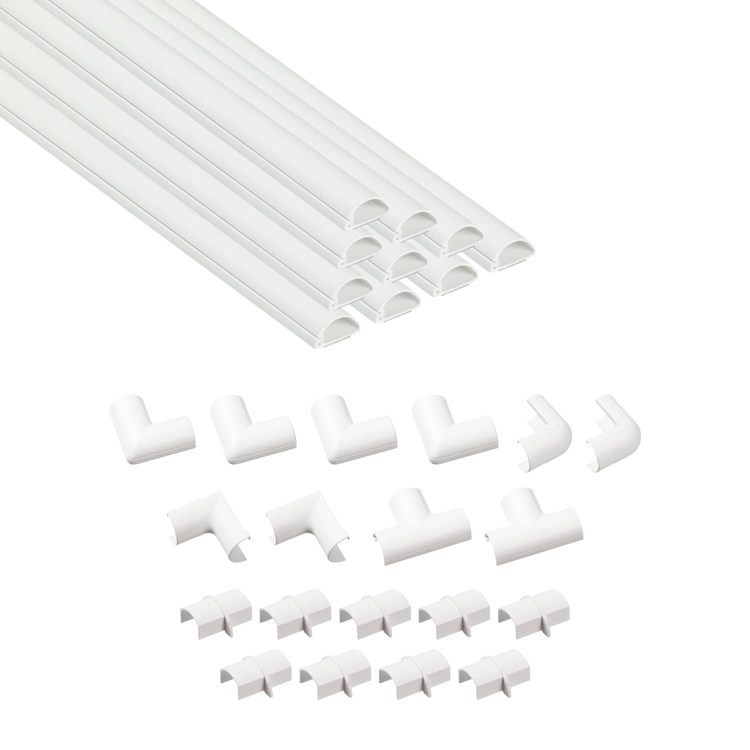 Cord Hider Cable Cover – Half Round Raceway for TV Wires, Paintable Adhesive Con