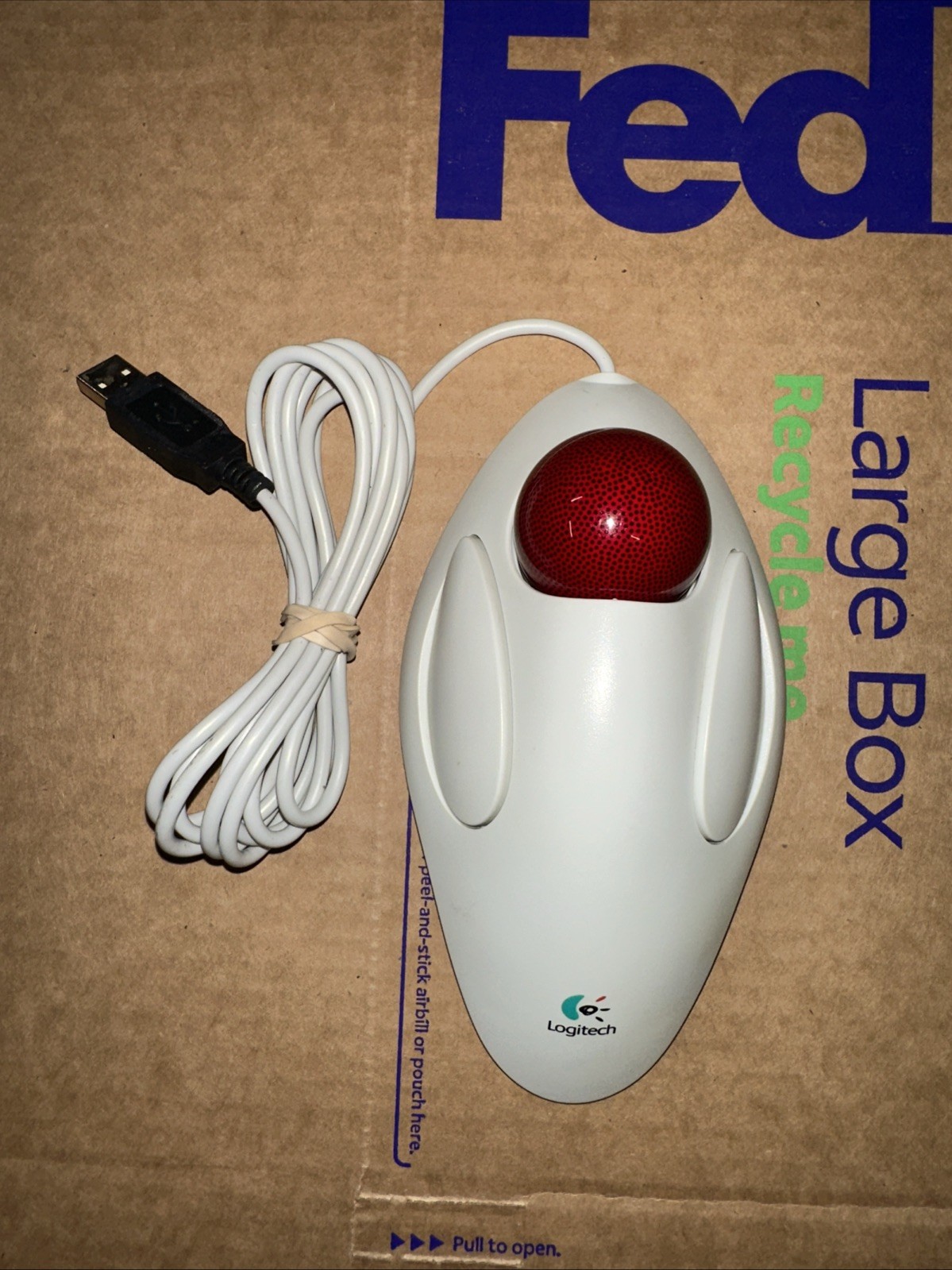 Logitech T-BB14 Trackman Marble Mouse USB Optical Trackball Mouse White