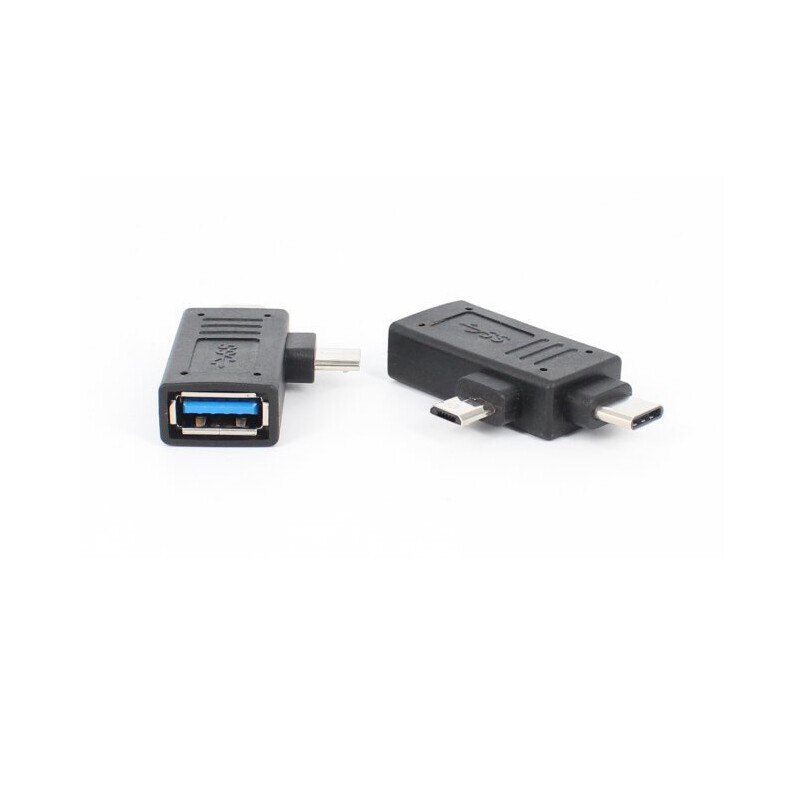 1x 2 In 1 Micro USB /USB 3.1 Type C Male To USB 3.0 Female Converter OTG Adapter