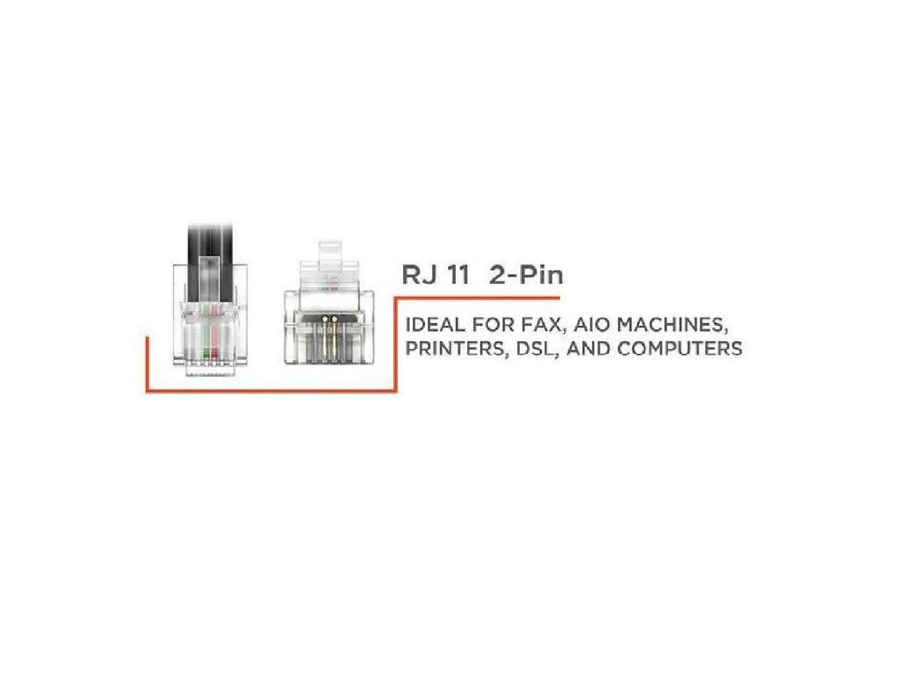RJ-11 Ethernet Telephone Cord Phone Cable Extension Line Wire Ivory Beige 25 ft