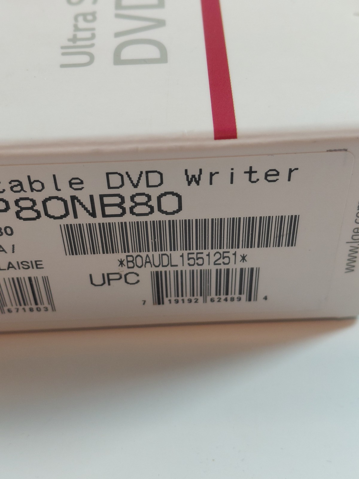 LG Ultra Slim Portable DVD Writer SP80ONB80 USB External for Mac & Windows