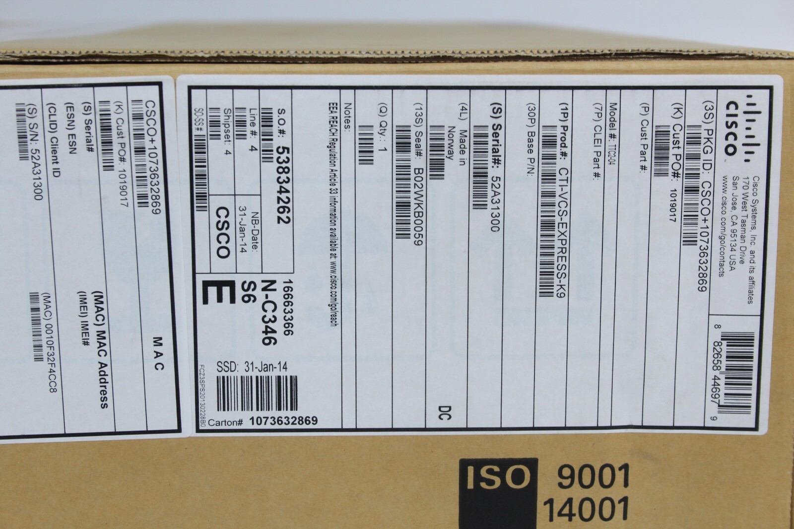 CTI-VCS-EXPRESS-K9 Cisco Expressway Voice/video/data server 4 ports GigE NEW!~